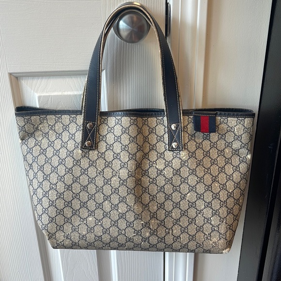 Gucci Tote Bag Navy MG - Picture 1 of 16